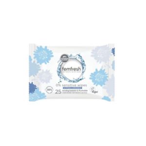 Boots Femfresh 0% Sensitive Feminine Intimate Wipes 25 Pack- Buy online at McGrocer