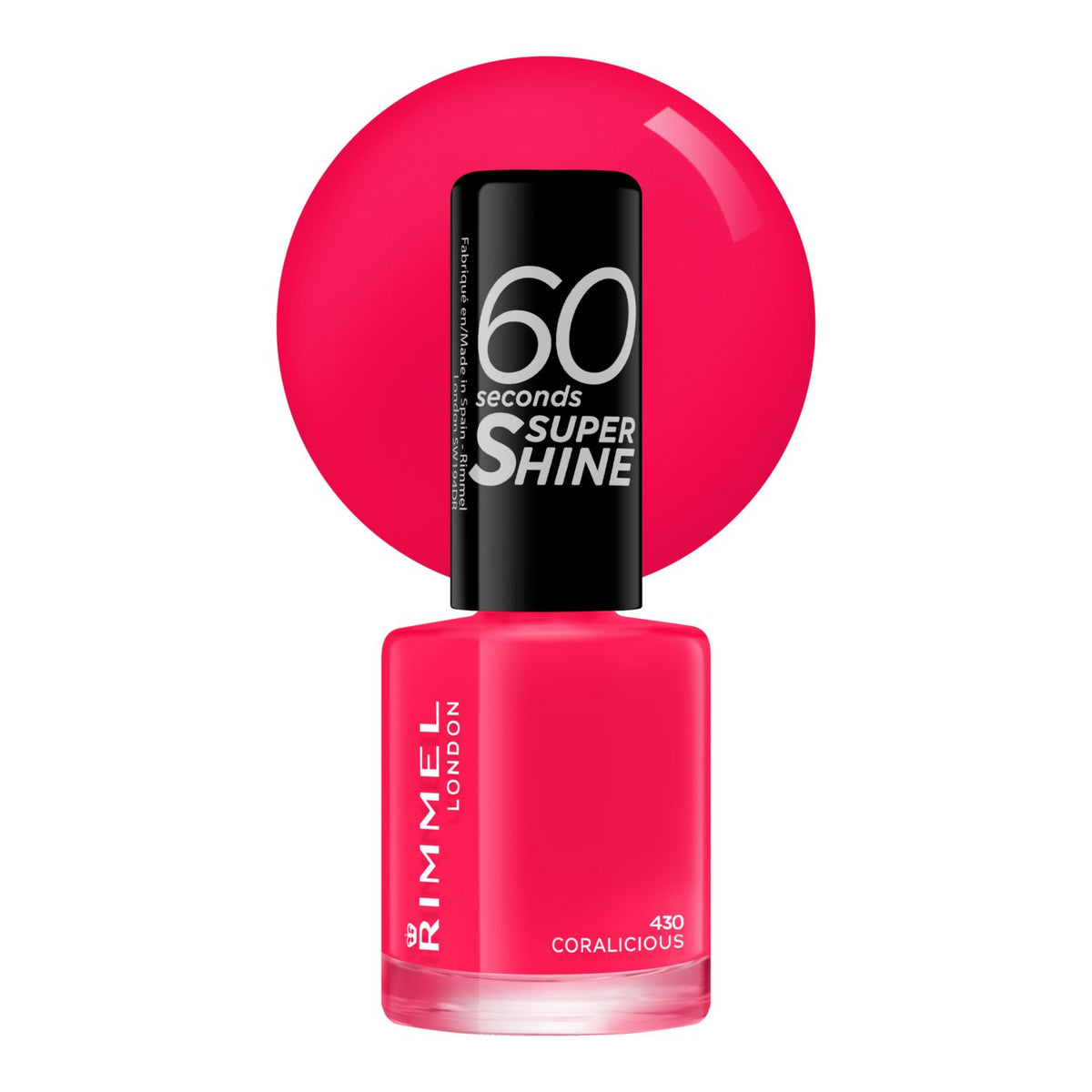 Rimmel 60 Seconds Super Shine nail polish in Coralicious, UK version