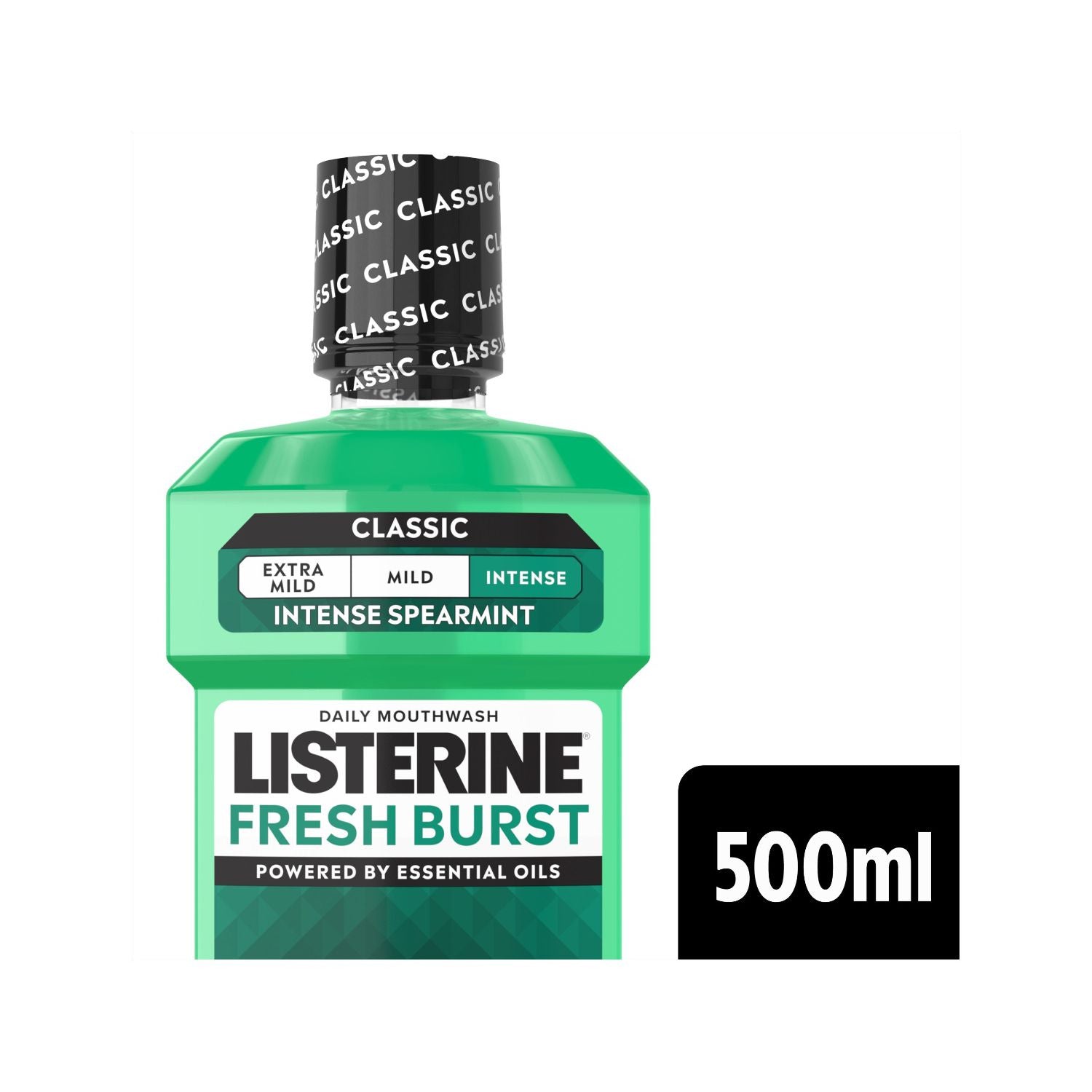 Listerine Fresh Burst mouthwash 500ml, imported from the UK