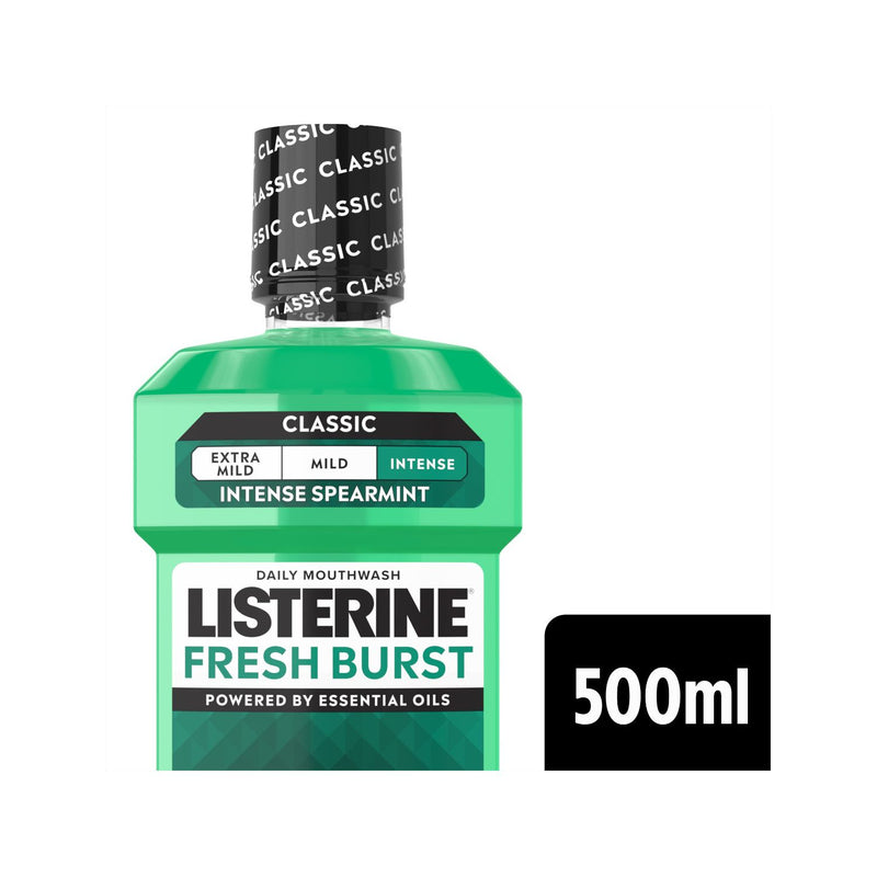 Listerine Fresh Burst mouthwash 500ml, imported from the UK
