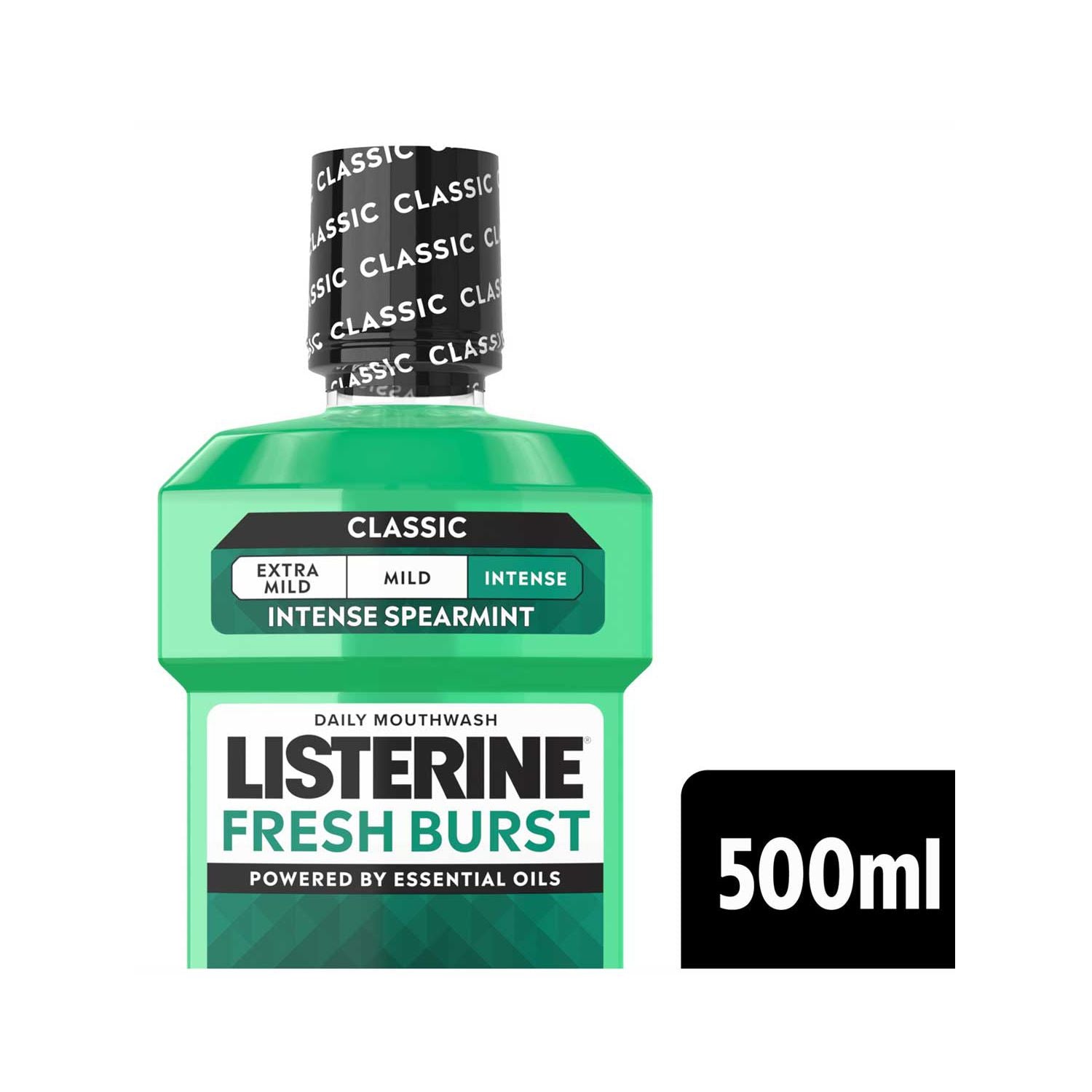 Listerine Fresh Burst mouthwash 500ml, imported from the UK
