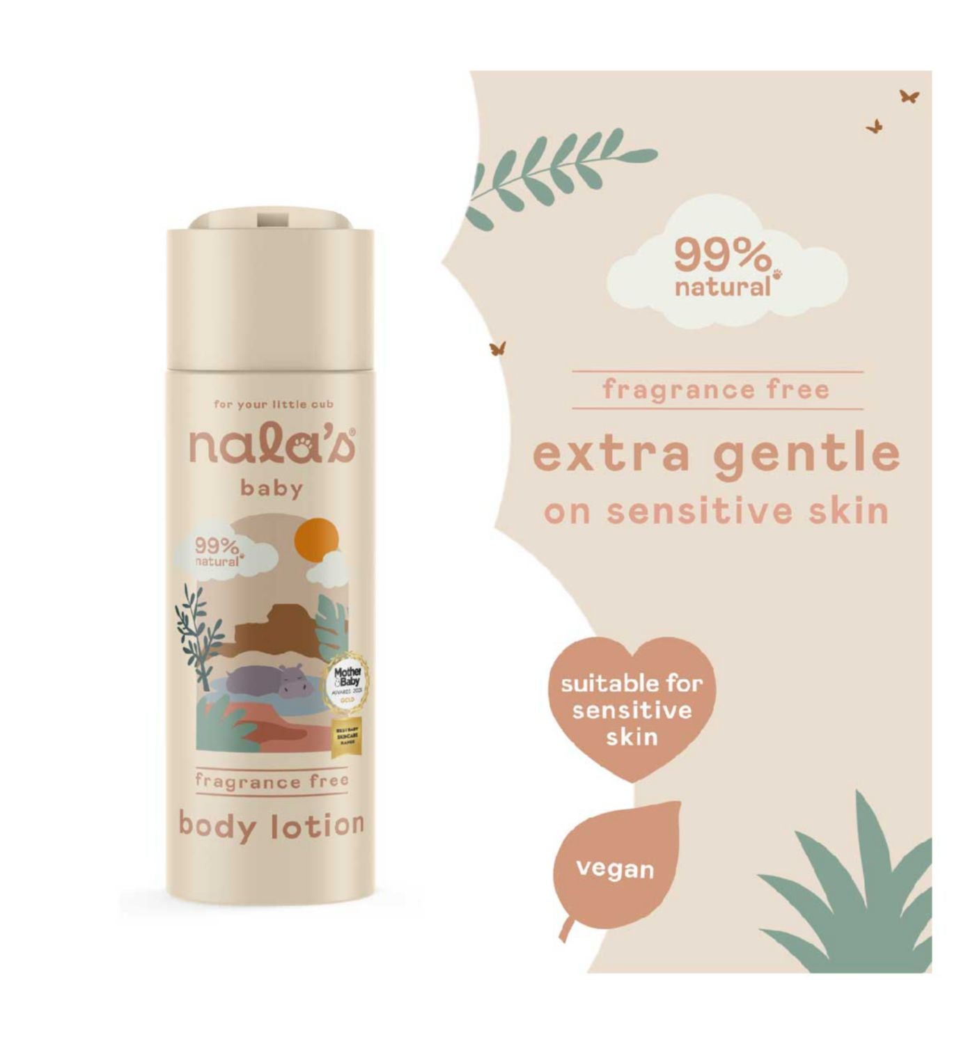 Nala's Baby Body Lotion fragrance free 200ml (British brand)