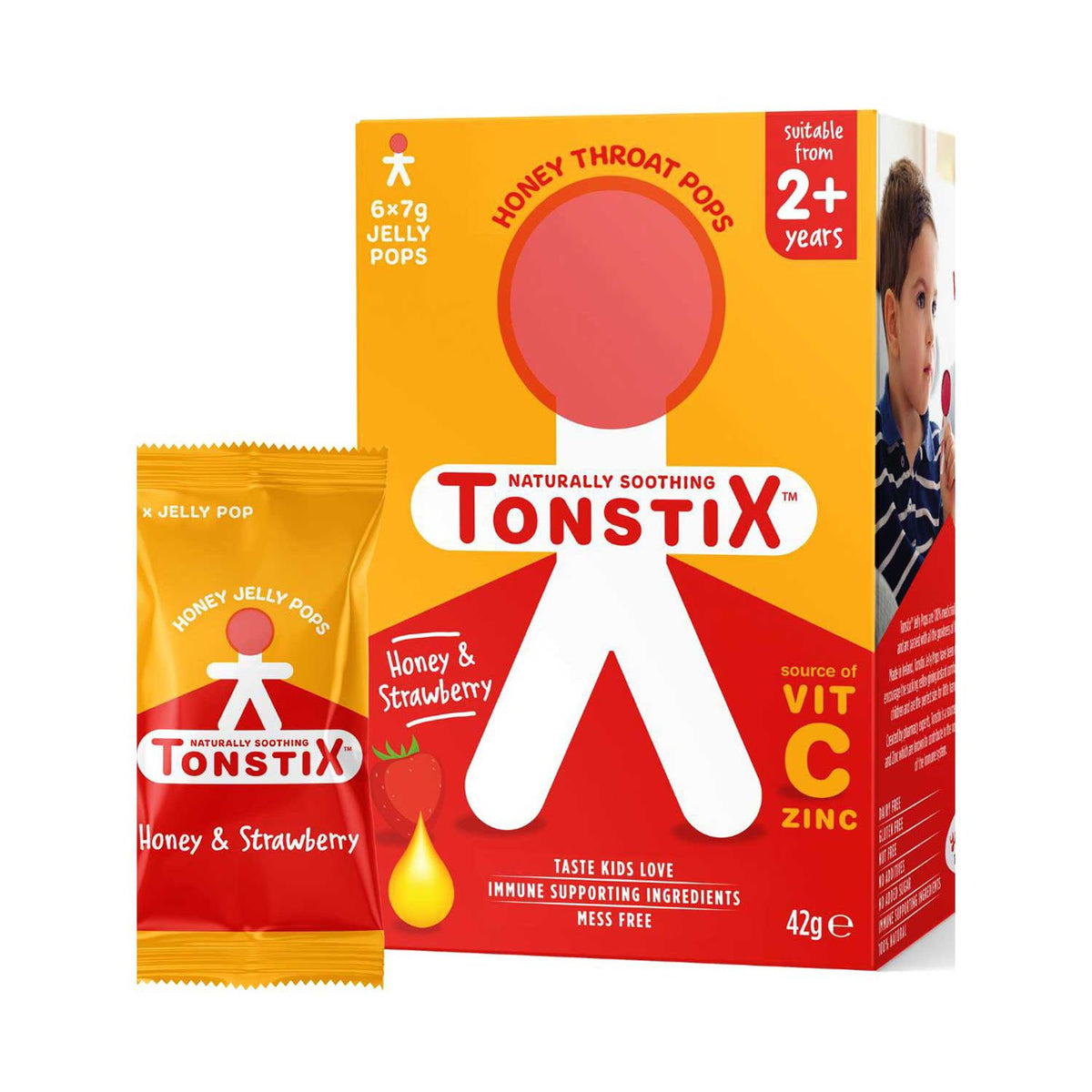 Tonstix honey strawberry throat pops 6 pack (British brand)