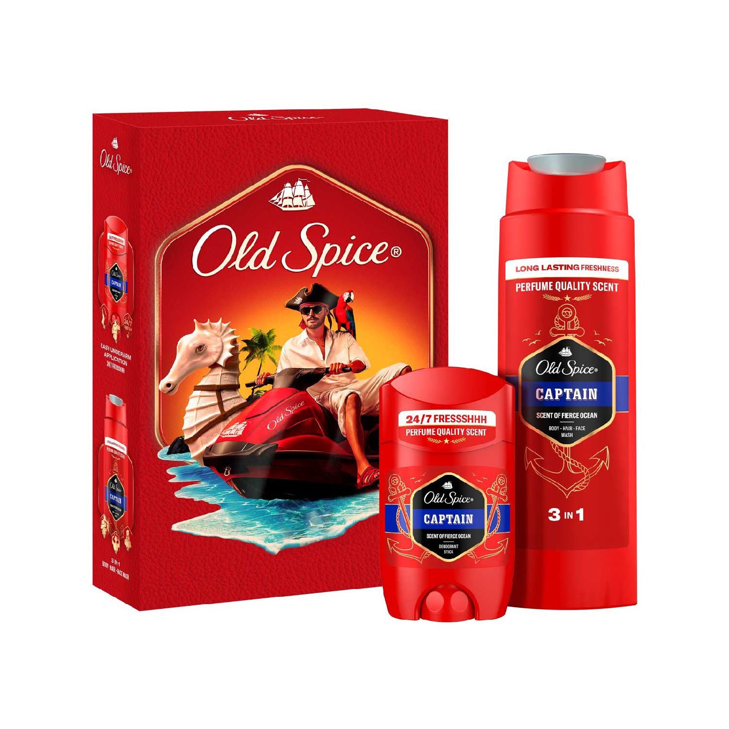 Old Spice Captain gift set with deodorant and shower gel, UK version