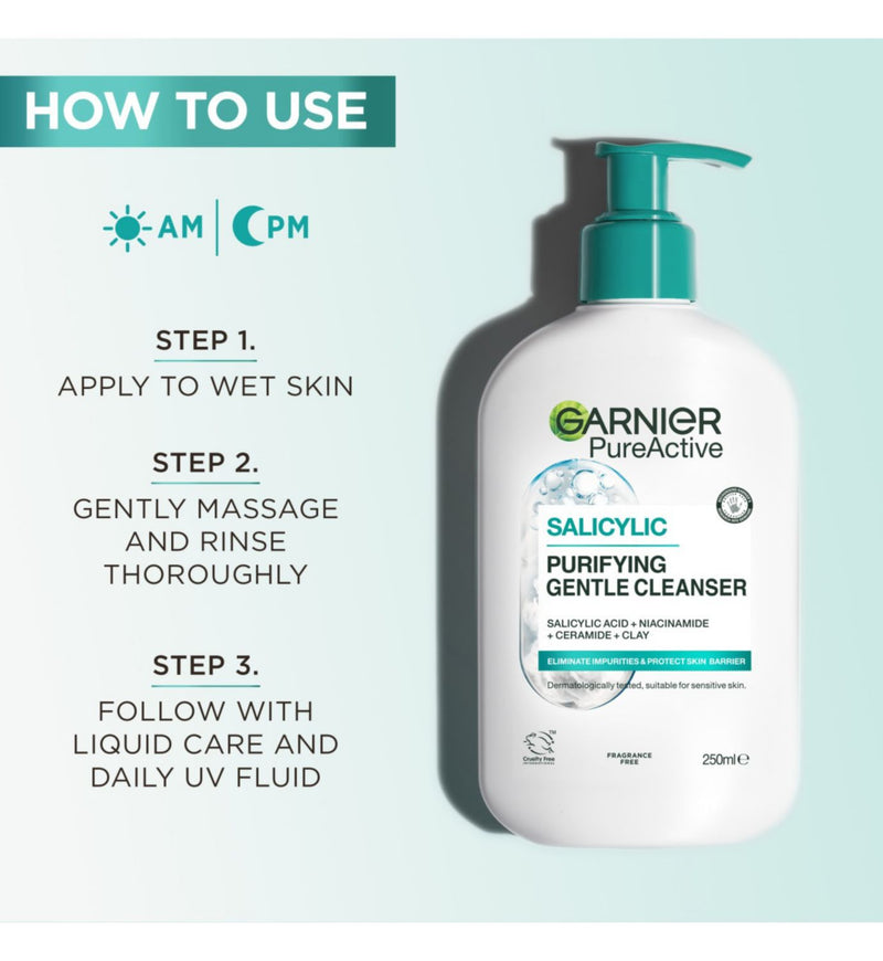 Garnier Salicylic Face Cleanser 250ml, imported from the UK