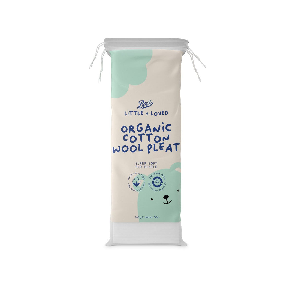 Boots organic cotton wool pleat 200g for babies - British product