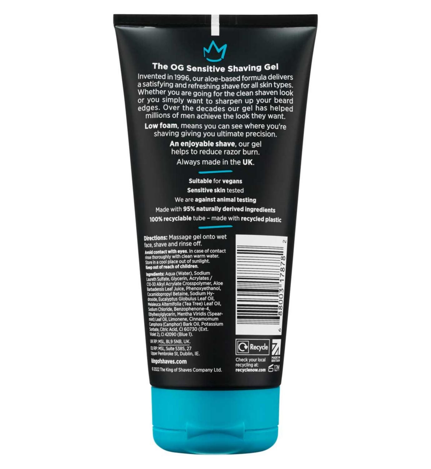 King of Shaves sensitive shave gel 175ml - British product