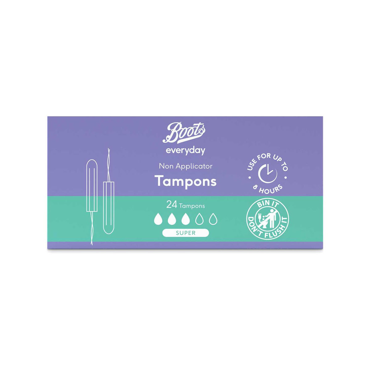Boots Non Applicator Tampons Super 24 pack - British product