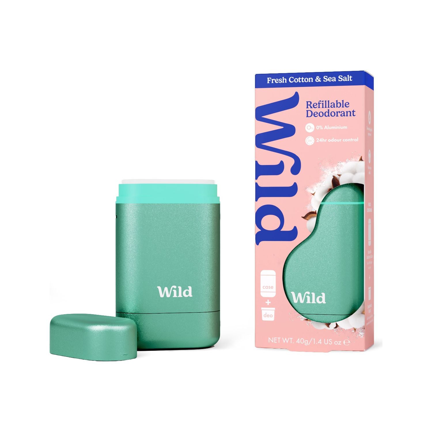 Wild deodorant starter pack Aqua Case Fresh Cotton Sea Salt (British brand)