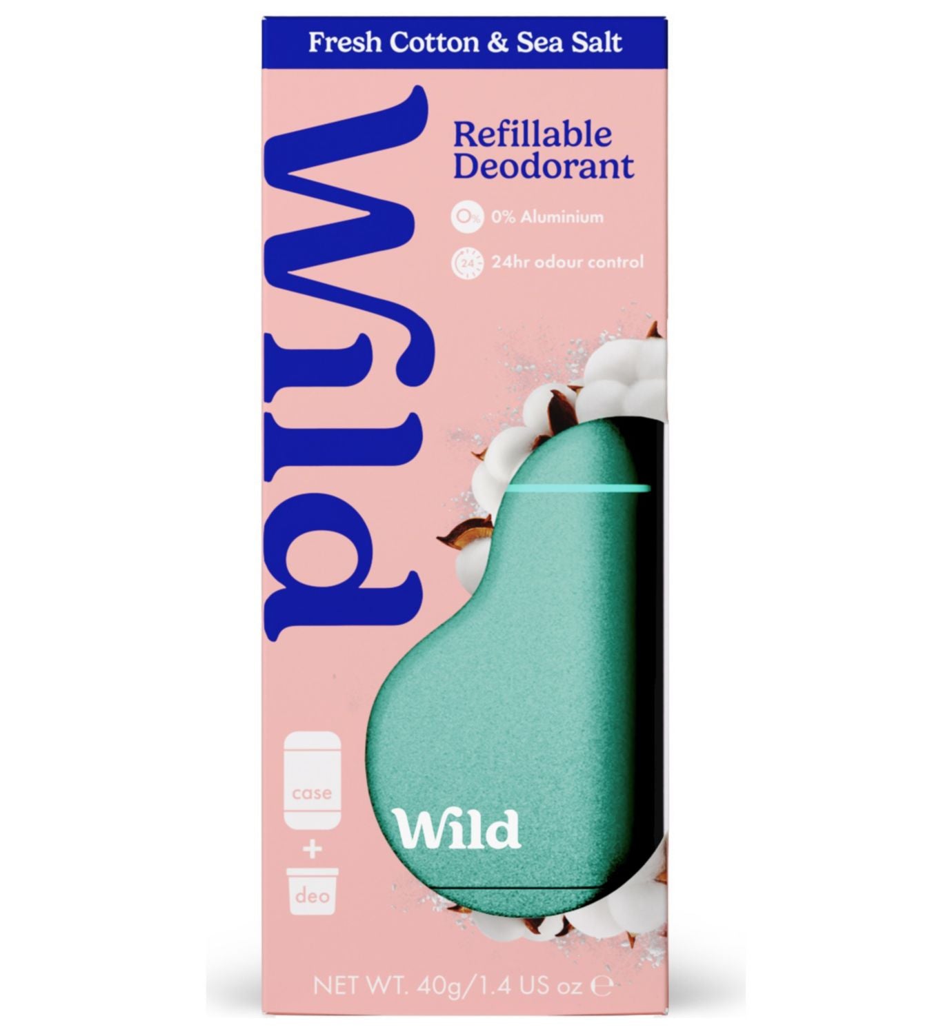Wild deodorant starter pack Aqua Case Fresh Cotton Sea Salt (British brand)