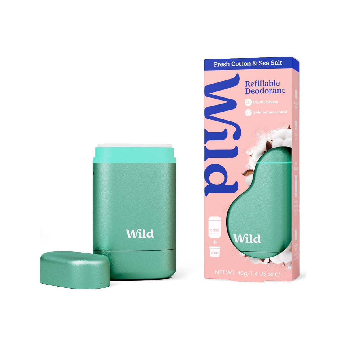 Wild deodorant starter pack Aqua Case Fresh Cotton Sea Salt (British brand)