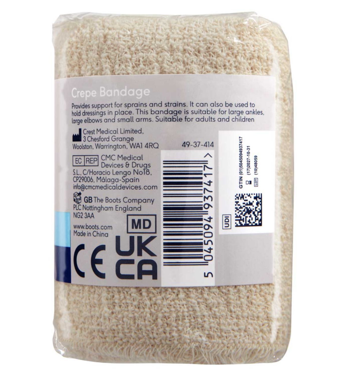 Boots crepe bandage 7.5cm x 4.5m - British product