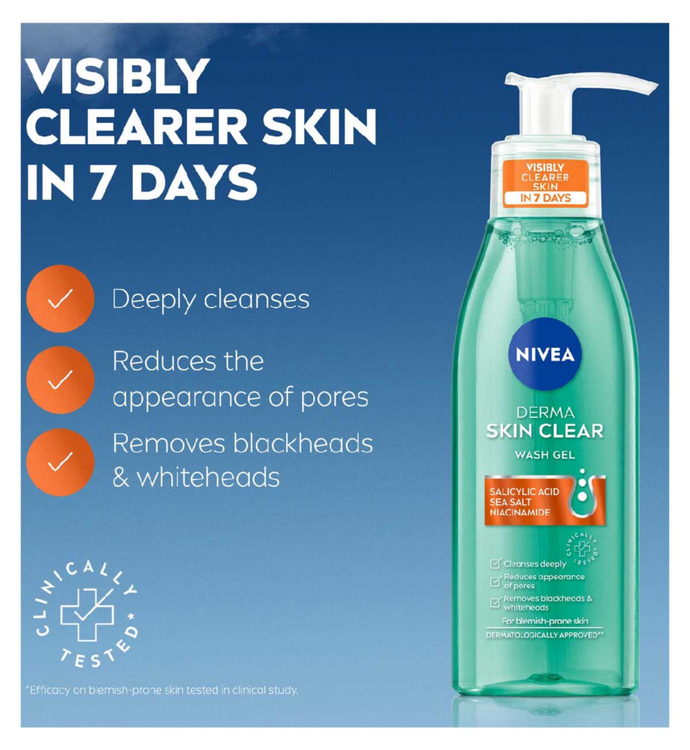 NIVEA Derma Skin Clear face wash gel 150ml, UK version