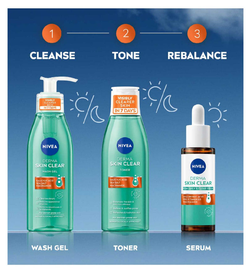 NIVEA Derma Skin Clear face wash gel 150ml, UK version