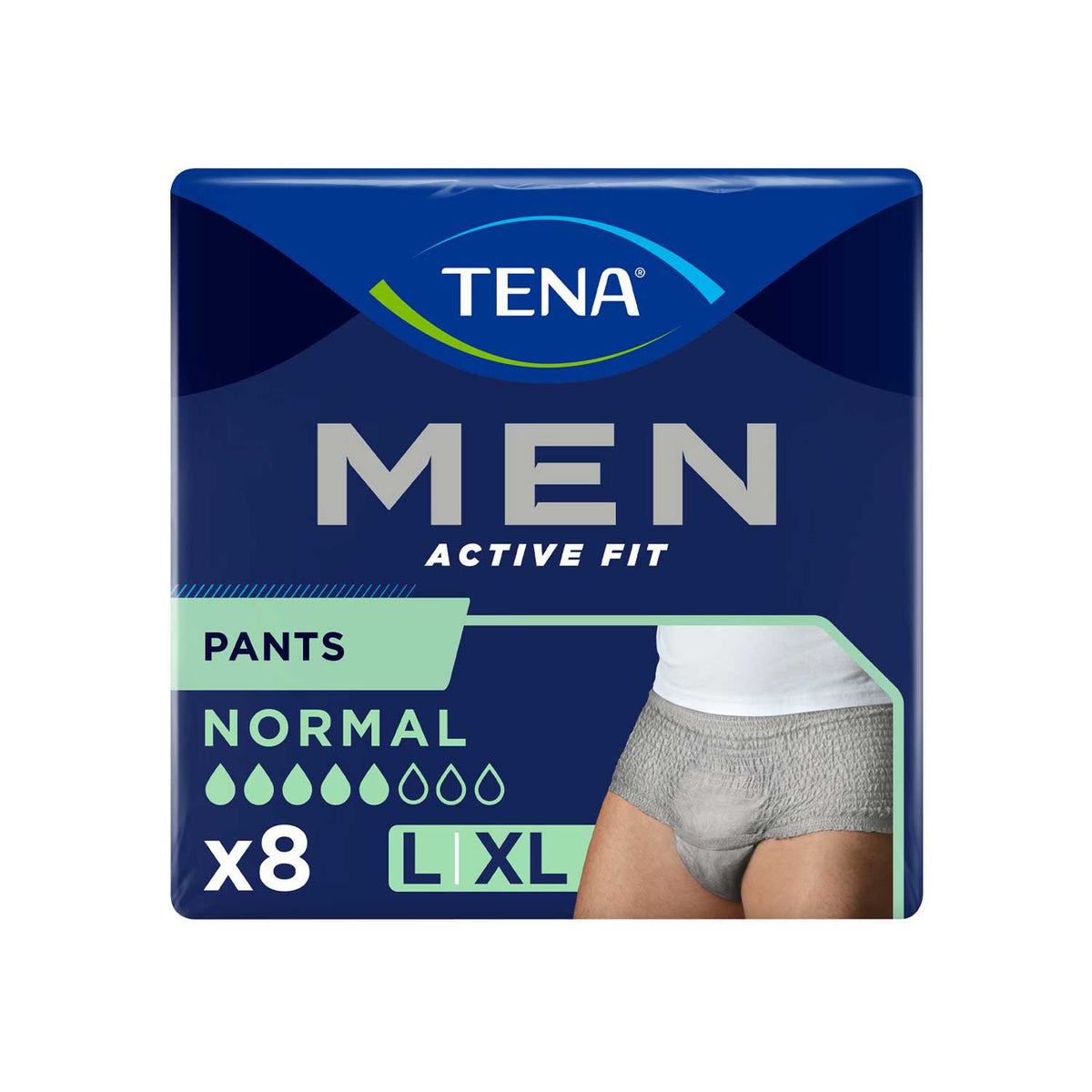 Tena Active Fit incontinence pants grey Large/XL 8 Pack (British brand)