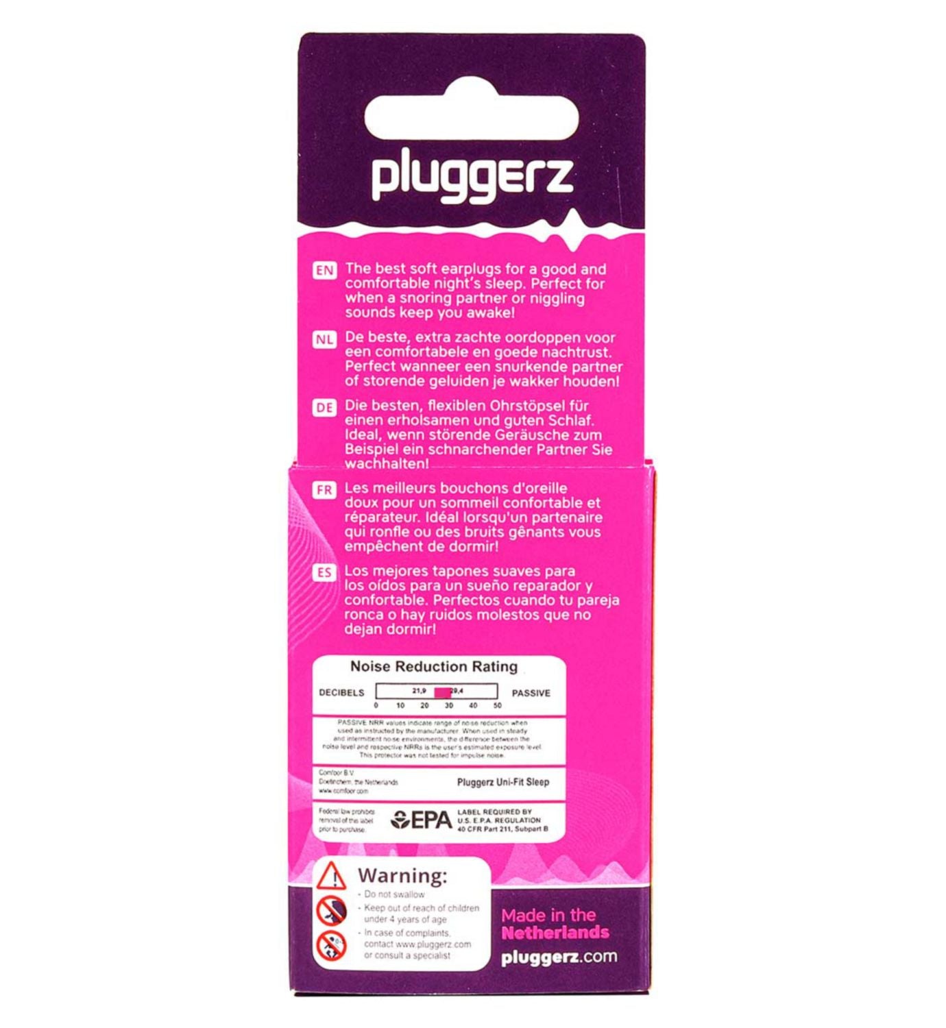 Pluggerz sleep earplugs 1 pair, imported from the UK