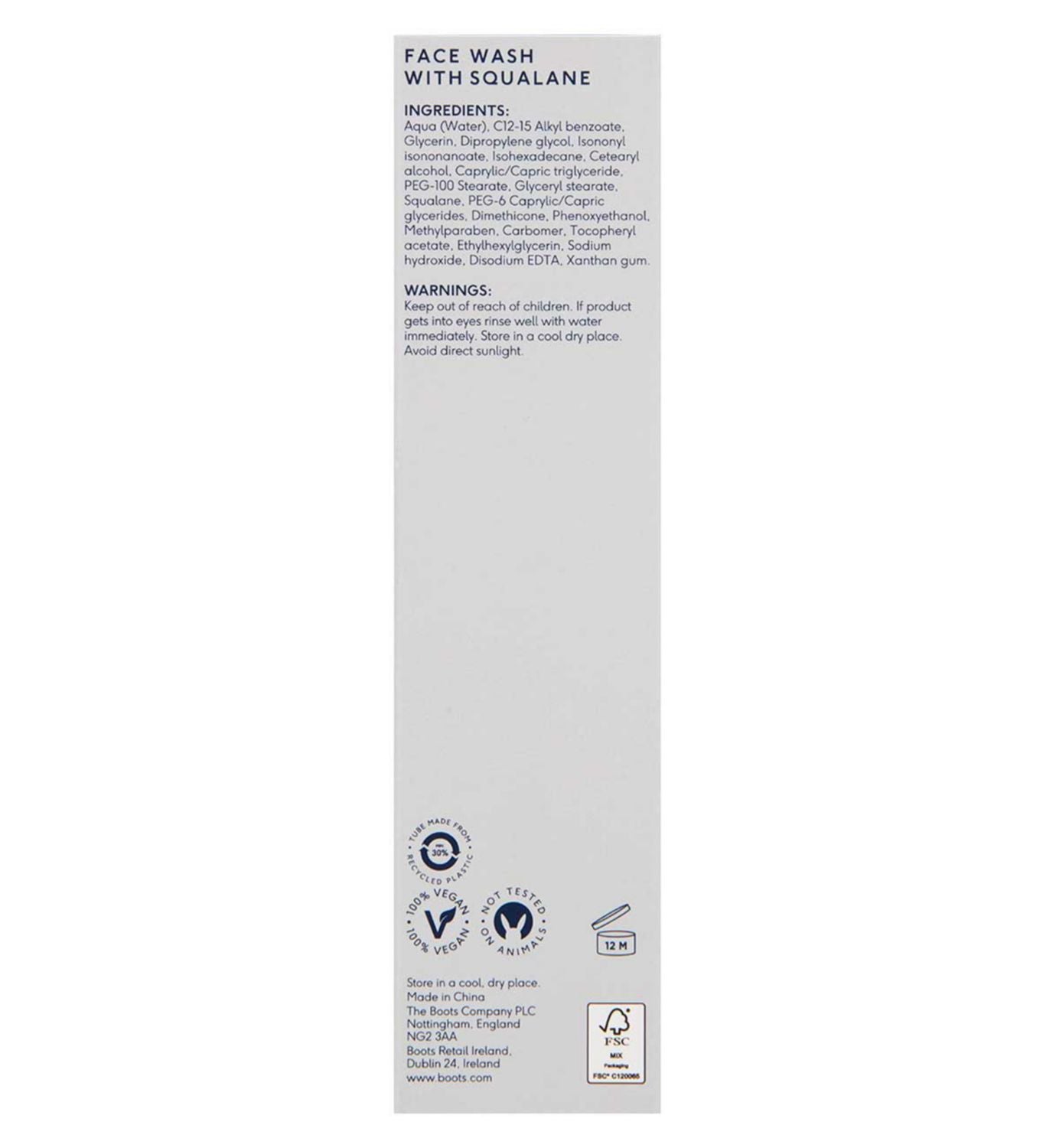 Boots Squalane Everyday Skin Face Wash 75ml - British product