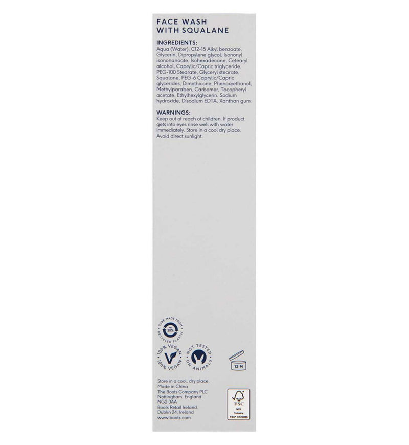 Boots Squalane Everyday Skin Face Wash 75ml - British product