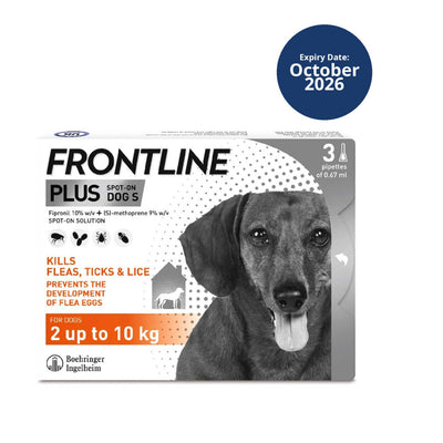 Boots Frontline Plus Spot-On Flea and Tick Treatment for Small Dogs 2-10kg 3 x 0.67ml Pipettes- Buy online at McGrocer