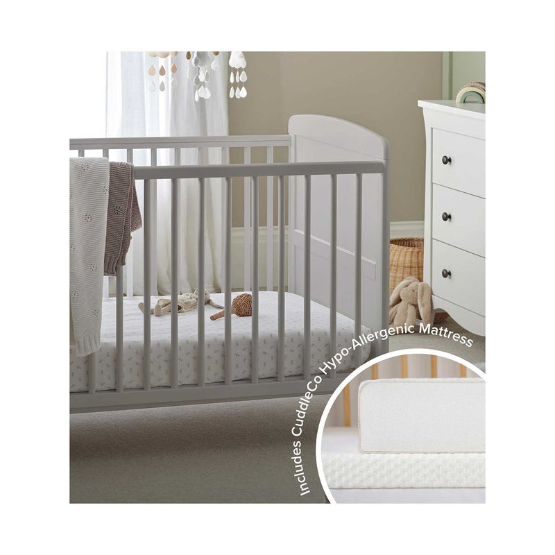 CuddleCo Juliet Cot Bed and Mattress Dove Grey - British product