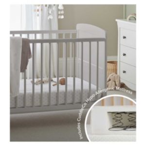 Ensemble de chambre d'enfant CuddleCo Lit de bébé Juliet et matelas Harmony Sprung gris tourterelle