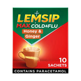 Lemsip cold and flu powder honey and ginger flavour 10 sachets, UK version
