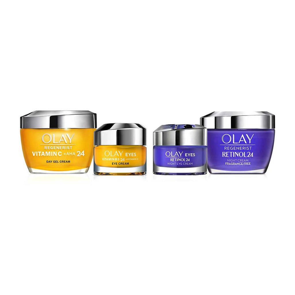 Olay Golden Hour Glow with Vitamin C + AHA24 Day Moisturiser + Vitamin B3 Eye Cream & Retinol24 Night Moisturiser & Eye Cream