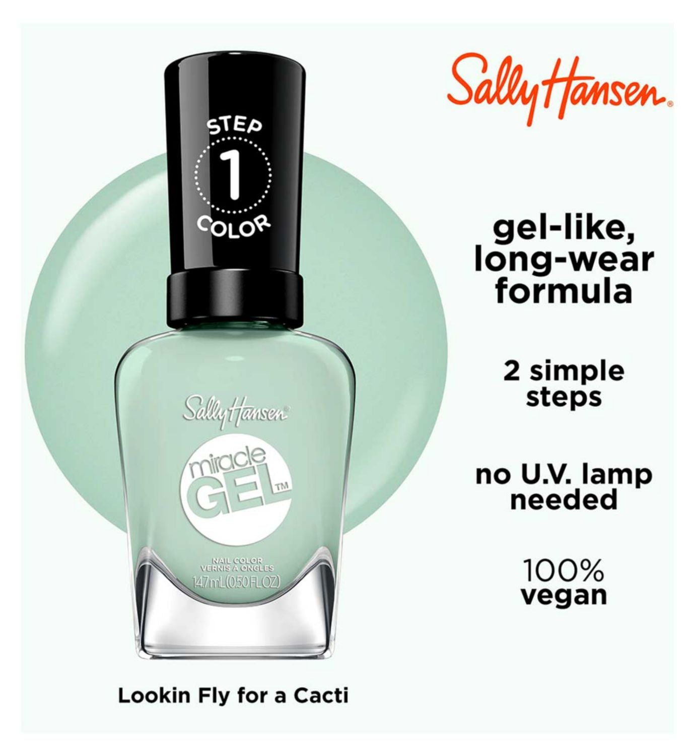 Sally Hansen Miracle Gel Nail Polish mint green 14.7ml, UK version