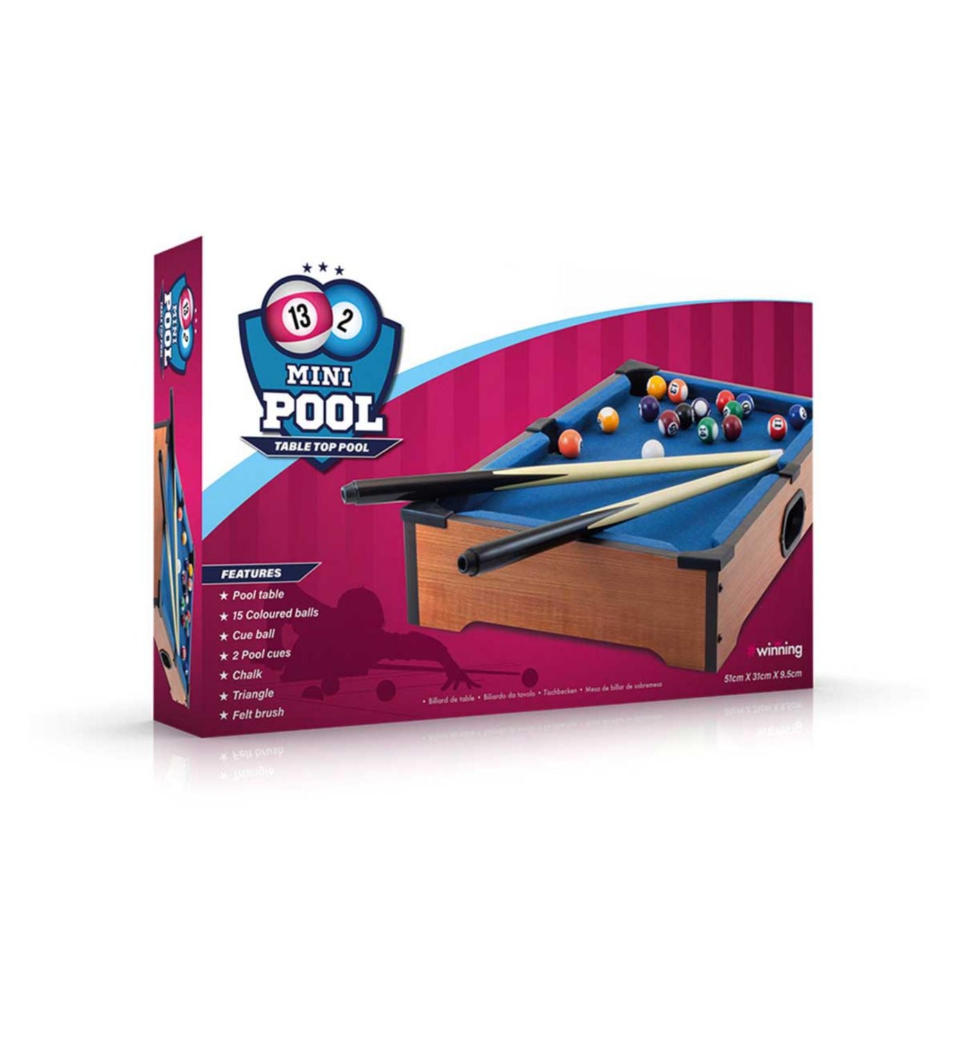 Mini table top pool set with cues and balls, imported from the UK