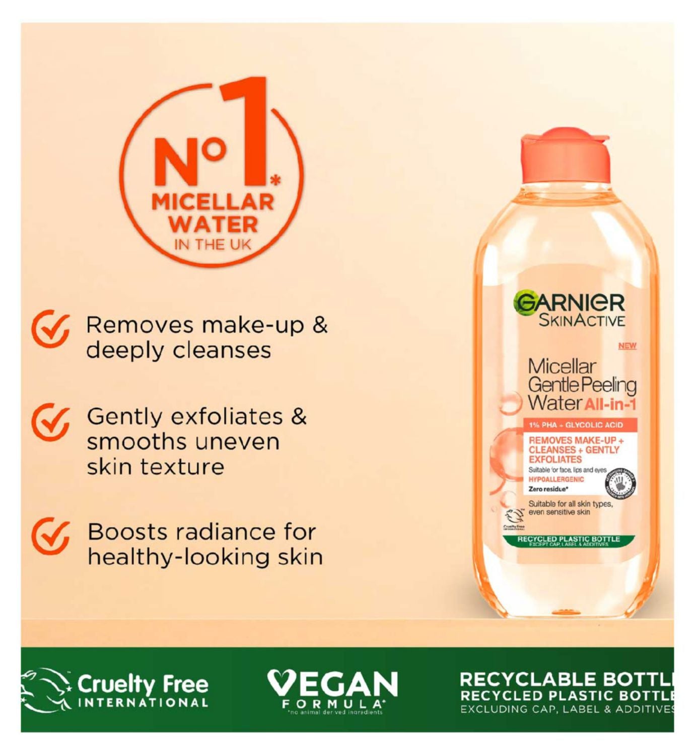 Garnier Micellar Gentle Peeling Water 400ml (British brand)