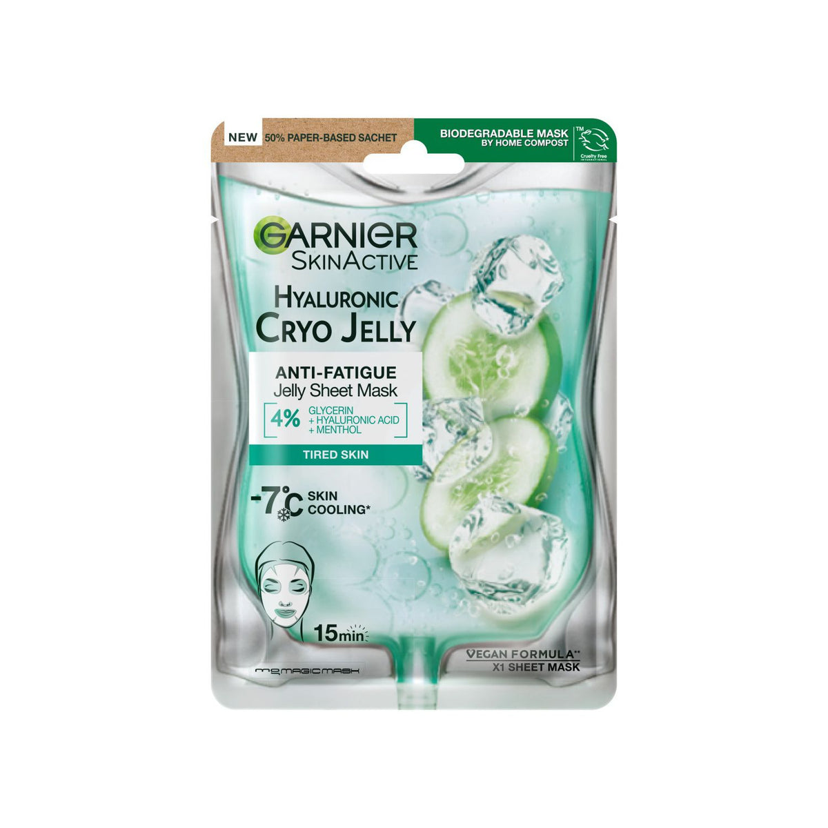 Garnier anti fatigue face mask hyaluronic acid cucumber cryo jelly, UK version