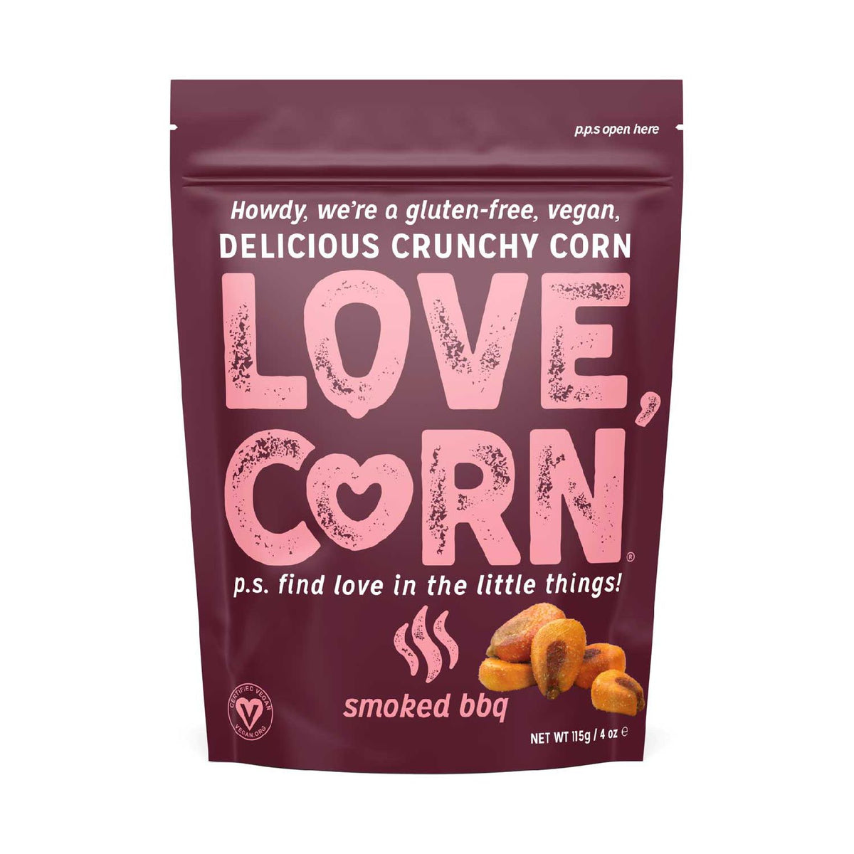 Love Corn BBQ crunchy corn snack 115g, imported from the UK