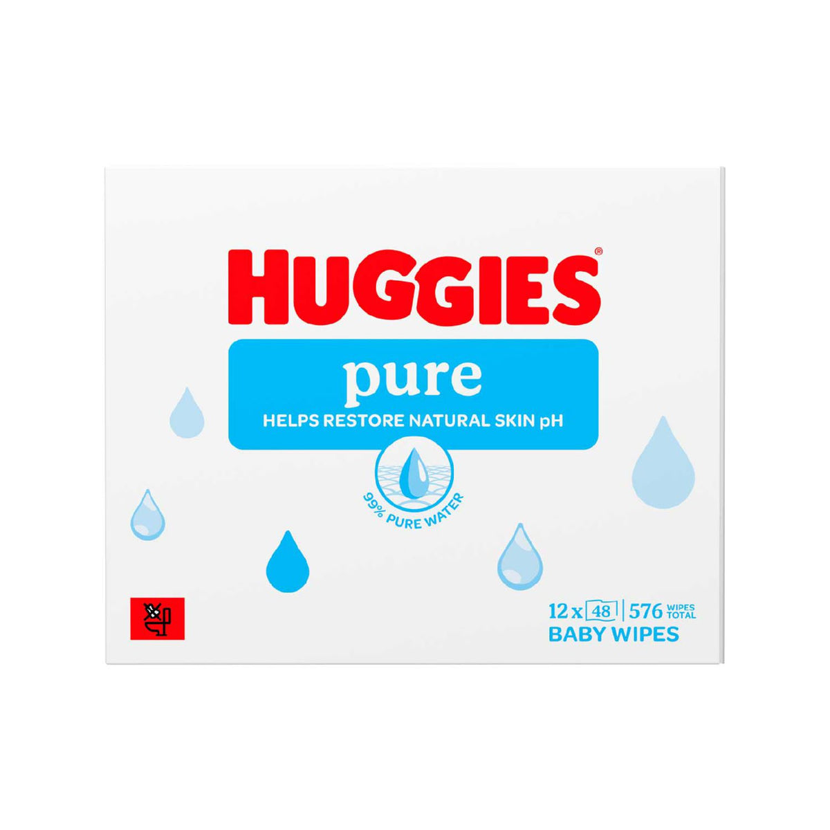 Huggies Pure Baby Wipes 0% plastic 48s 12 pack, imported from the UK