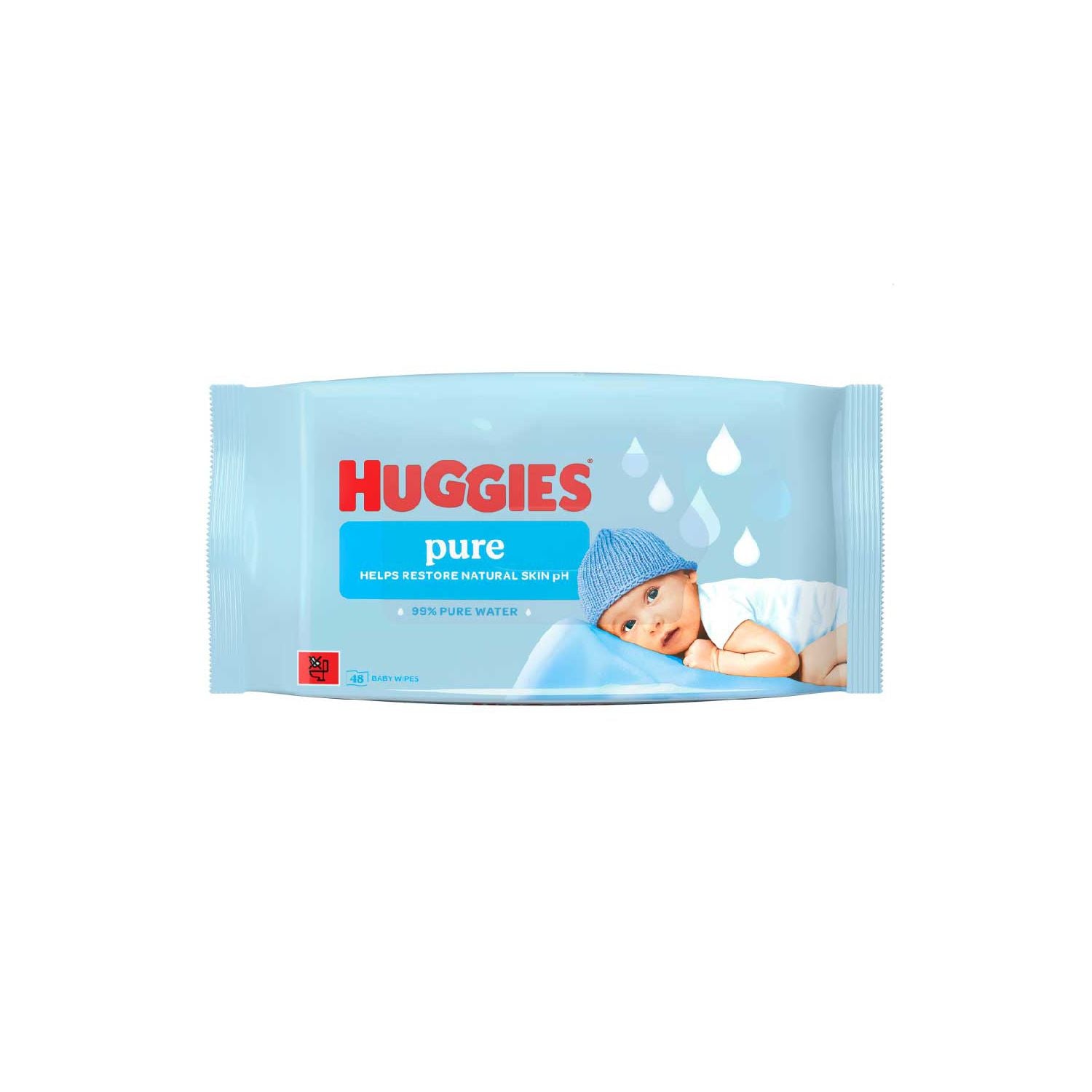Huggies Pure baby wipes 0% plastic 48s - British product
