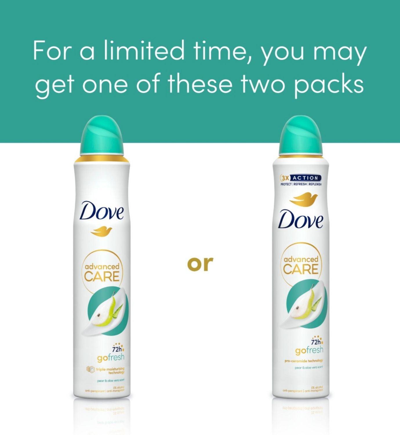 Dove Advanced Care Pear Aloe Vera Anti-Perspirant Spray 200ml - British product