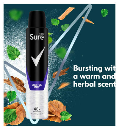 Sure Men Antiperspirant Spray Active Dry 200ml