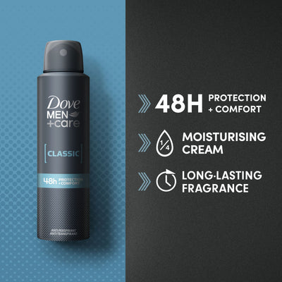 Boots Dove Men+Care Classic Antiperspirant Deodorant Aerosol 150ml- Buy online at McGrocer