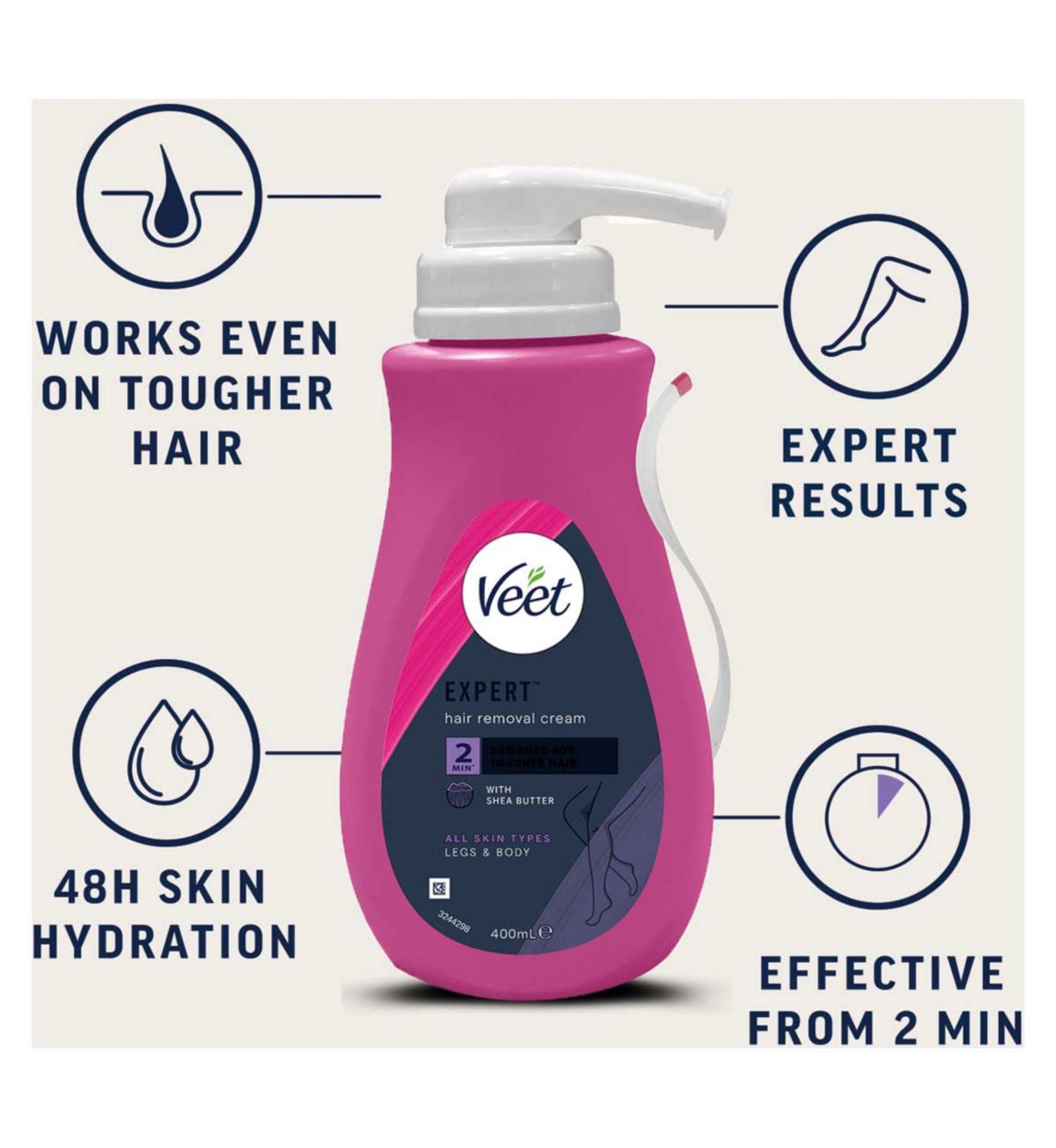 Veet Expert Hair Removal Cream 400ml, imported from the UK