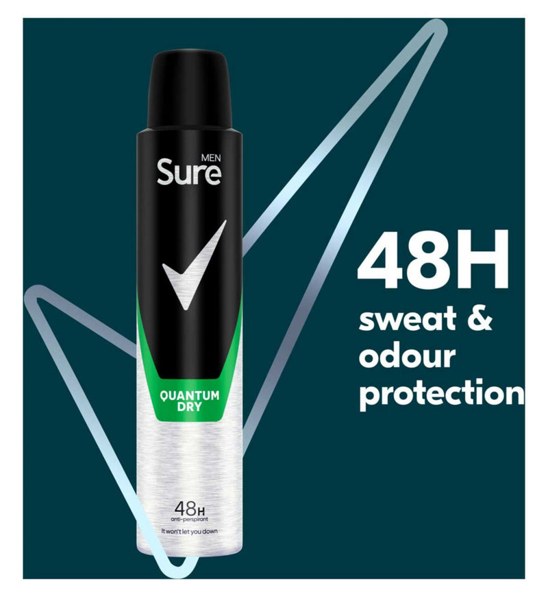 Sure Men Quantum Dry Antiperspirant Spray 200ml (British brand)