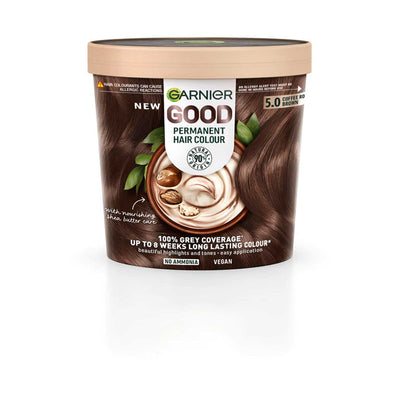 Boots Garnier GOOD Permanent Hair Dye 5.0 Coffee Roast Brown- Buy online at McGrocer