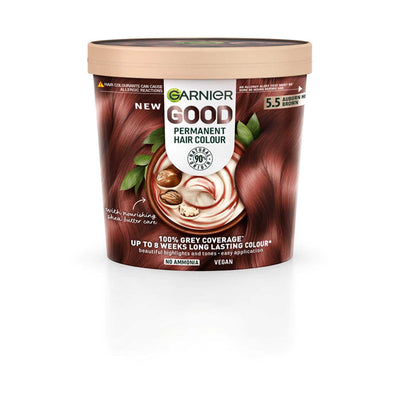 Boots Garnier GOOD Permanent Hair Dye 5.5 Auburn Hibiscus Brown- Buy online at McGrocer