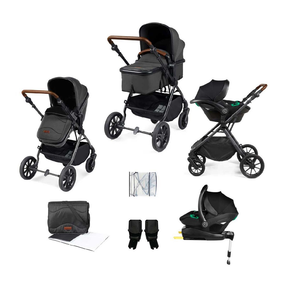 Ickle Bubba Cosmo all-in-one i-Size Travel System  Black/Grey/Tan/ Pack Size 1 GOODS Boots   