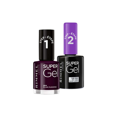 Boots Rimmel London Supergel Nail Polish Duo - Plum Pudding & Topcoat- Buy online at McGrocer