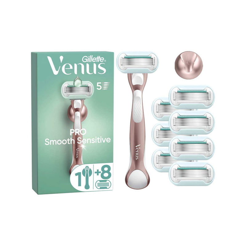 Gillette Venus Pro Smooth Sensitive women's razor with 8 blades, imported from the UK