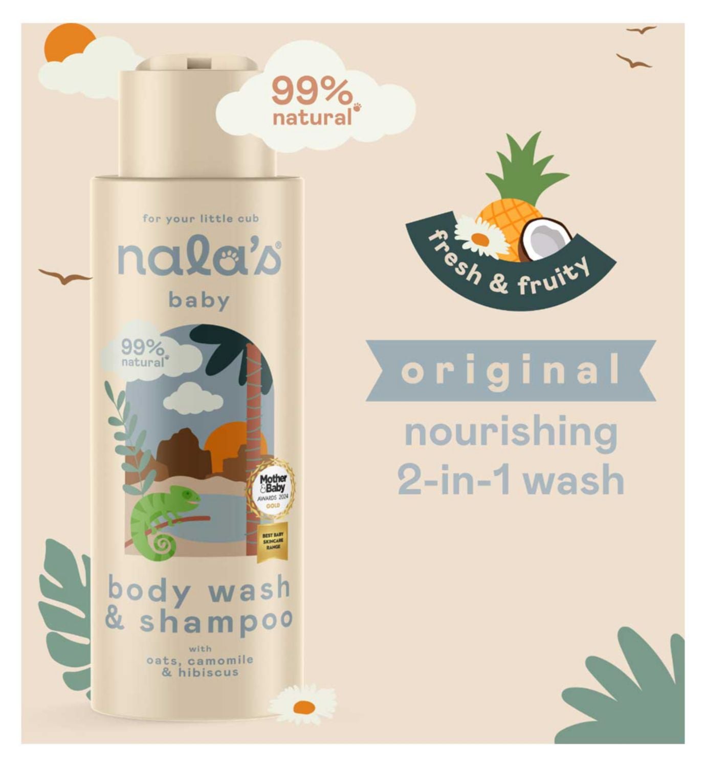 Nala's Baby body wash and shampoo 400ml, imported from the UK