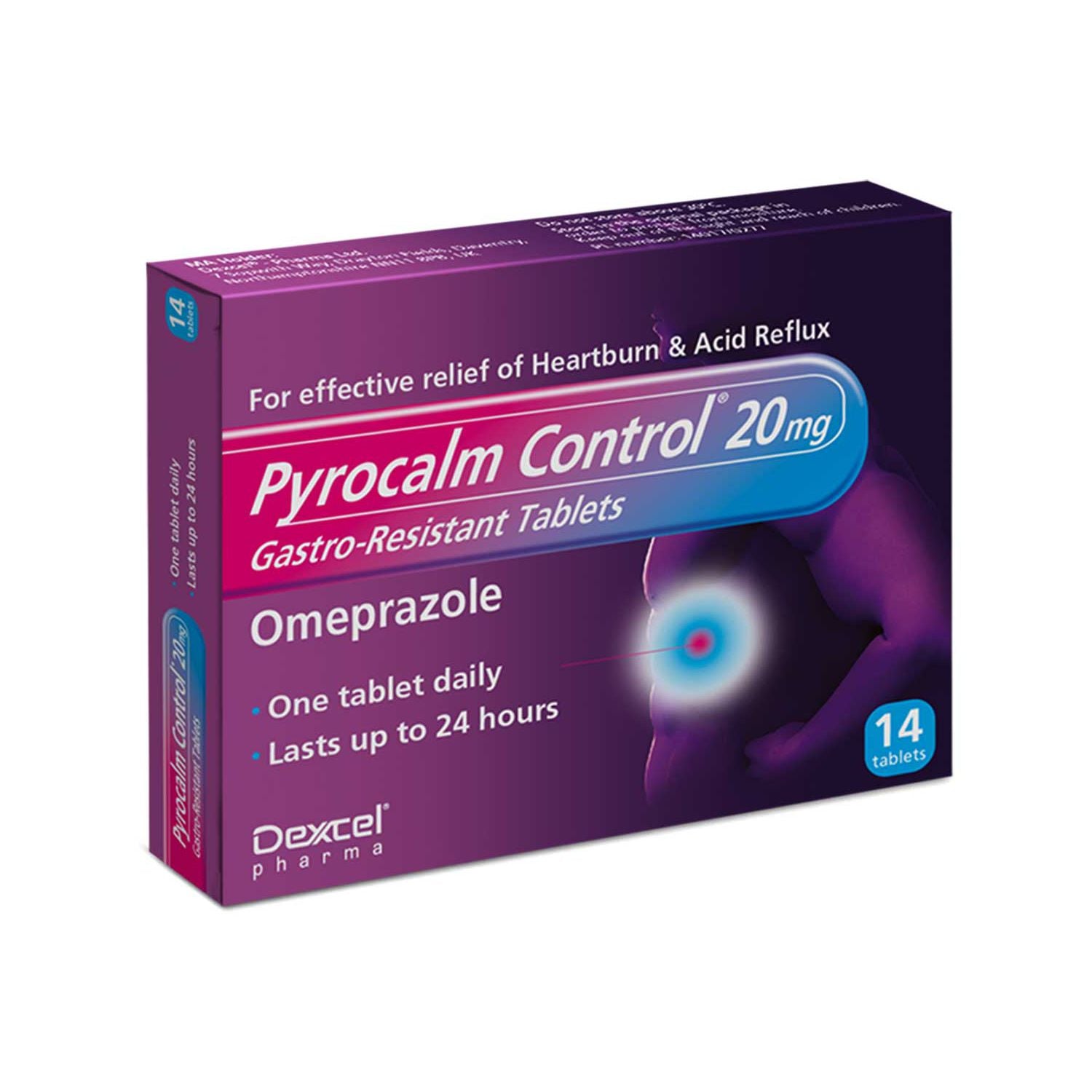 Pyrocalm Control 20mg gastro-resistant tablets 14 count, imported from the UK