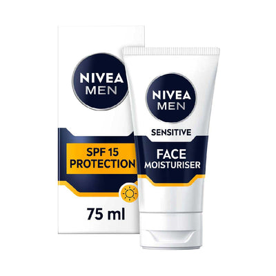 Boots NIVEA MEN Sensitive Face Moisturiser SPF15 0% Alcohol 75ml- Buy online at McGrocer