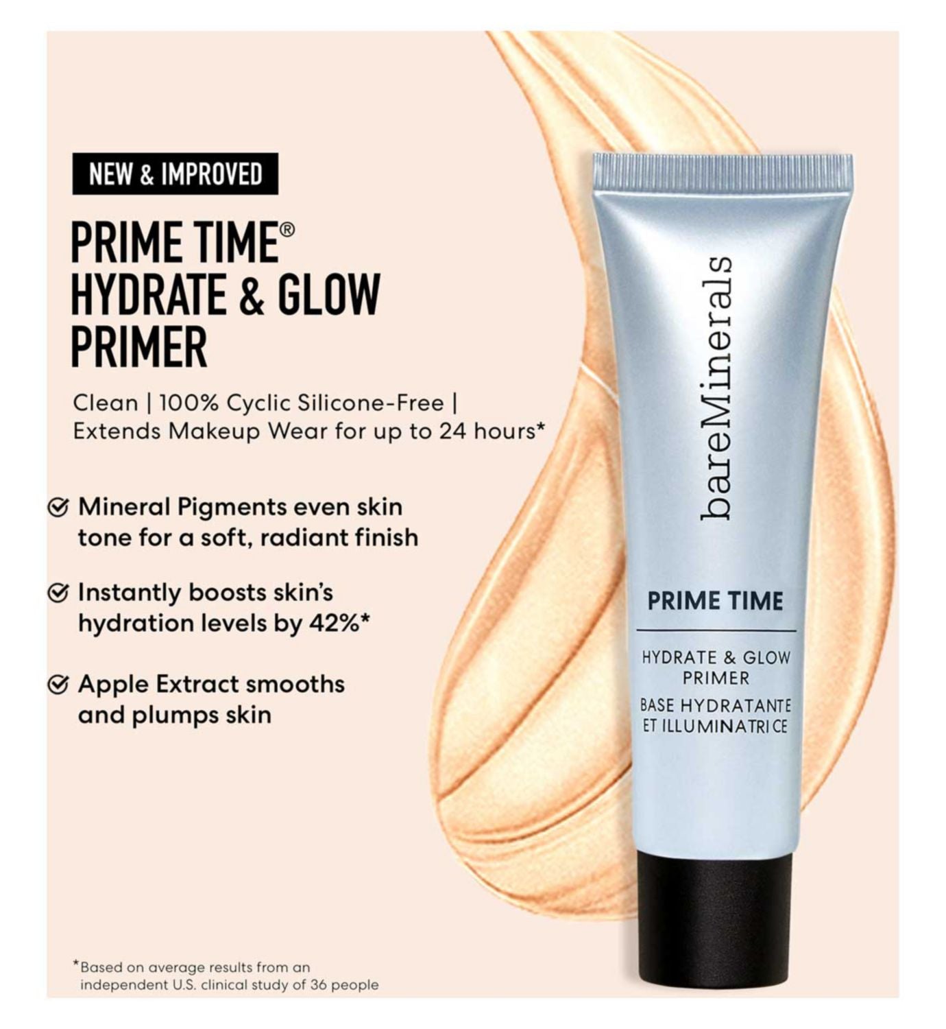 bareMinerals Prime Time Hydrate & Glow Primer 30ml - British product