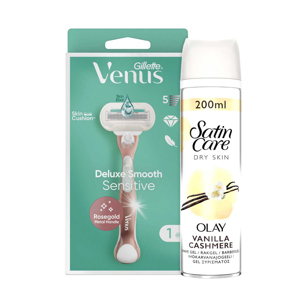 Venus Deluxe Smooth Sensitive razor and shave gel (British brand)