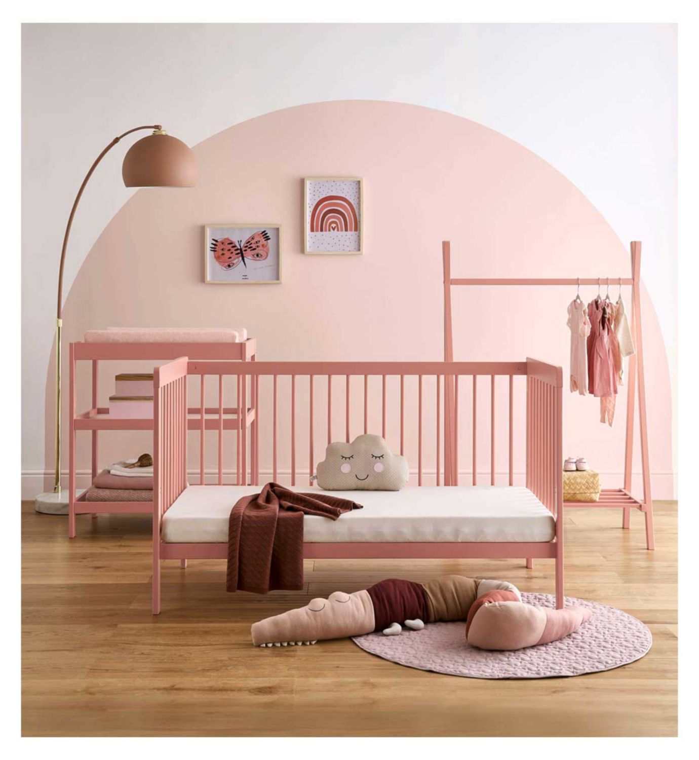 Cuddleco Nola cot bed Soft Blush Pink - British product